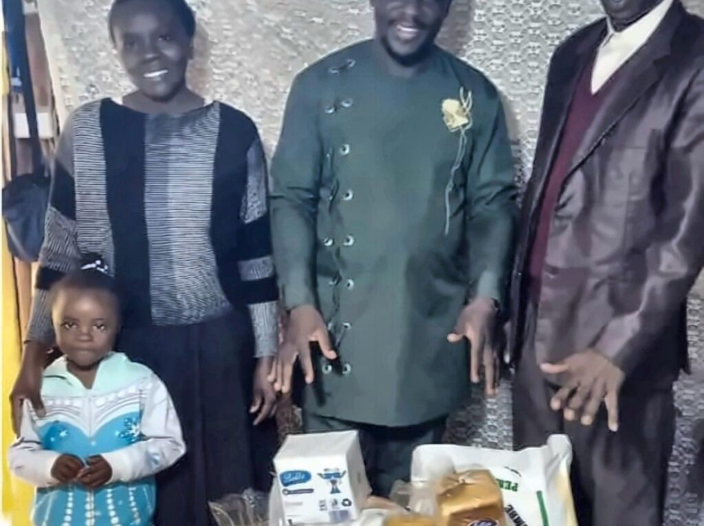 Household food and essential supplies delivered to a family at their home.